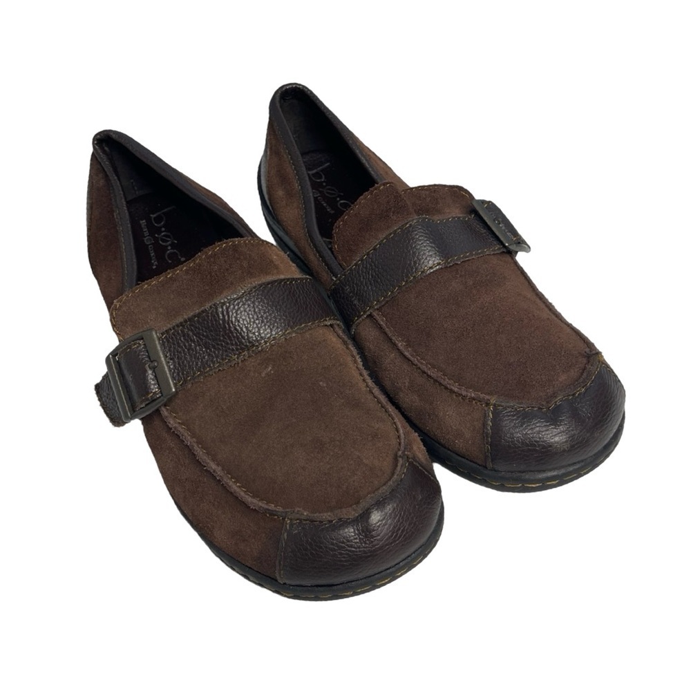 B.o.c women brown suede leather Maryjane style loafers size 9M C6645 OIG12